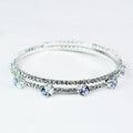 Spaced Rounds & Rhinestones 2 Row Coil Bracelet