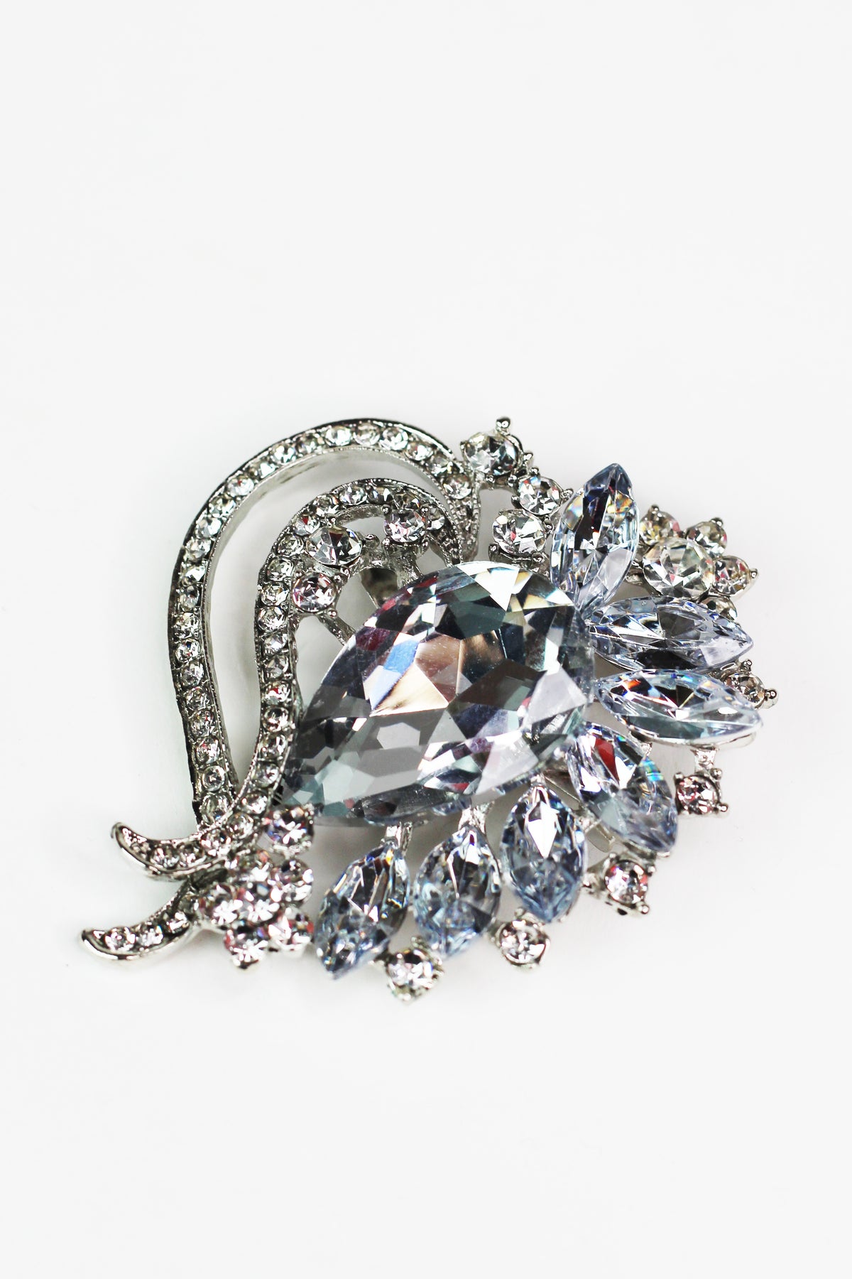 Marquis &amp; Round Heart Brooch w/ Teardrop Center