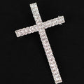 Two Row Rhinestone Cross Brooch