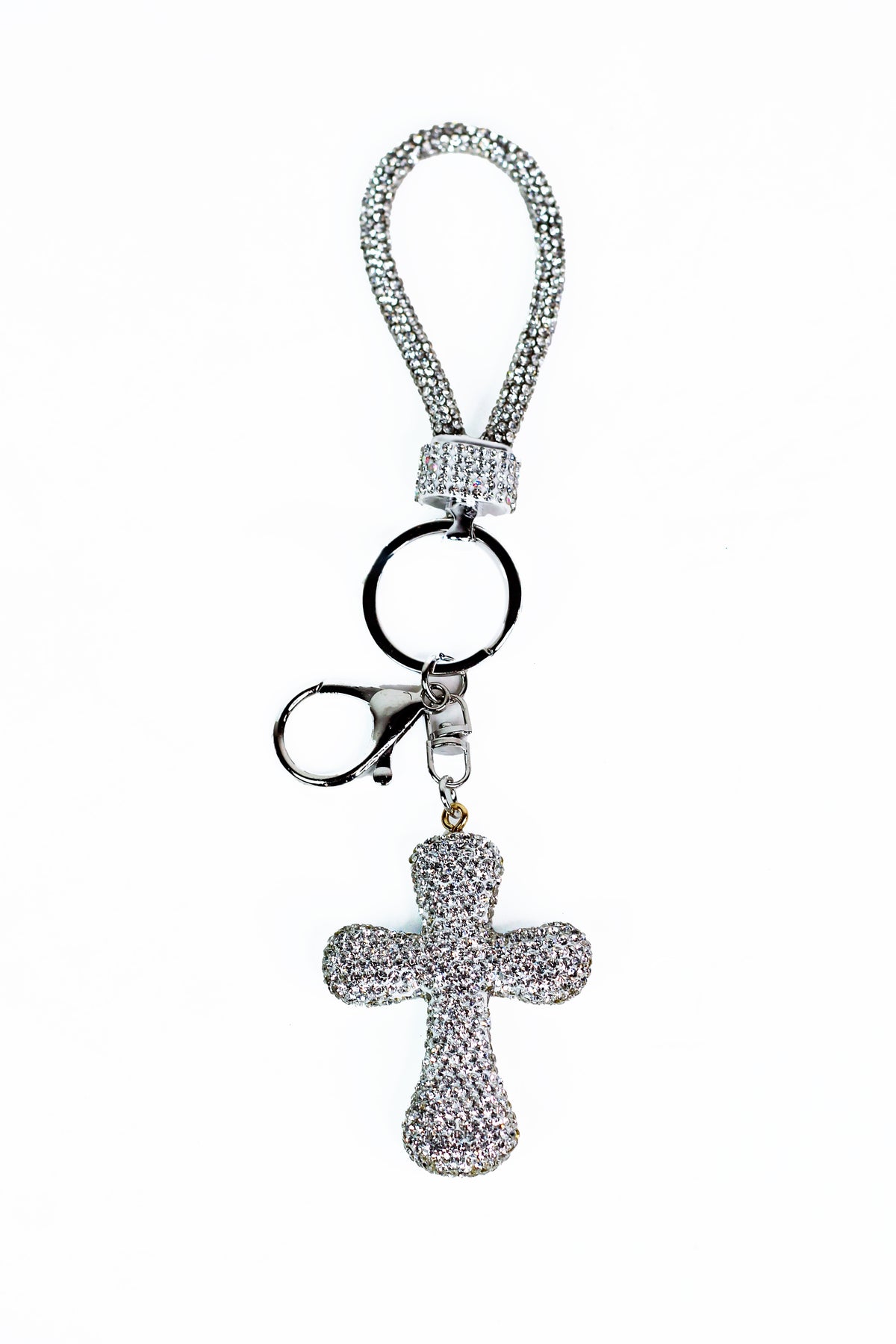 Rhinestone Cross Keychain