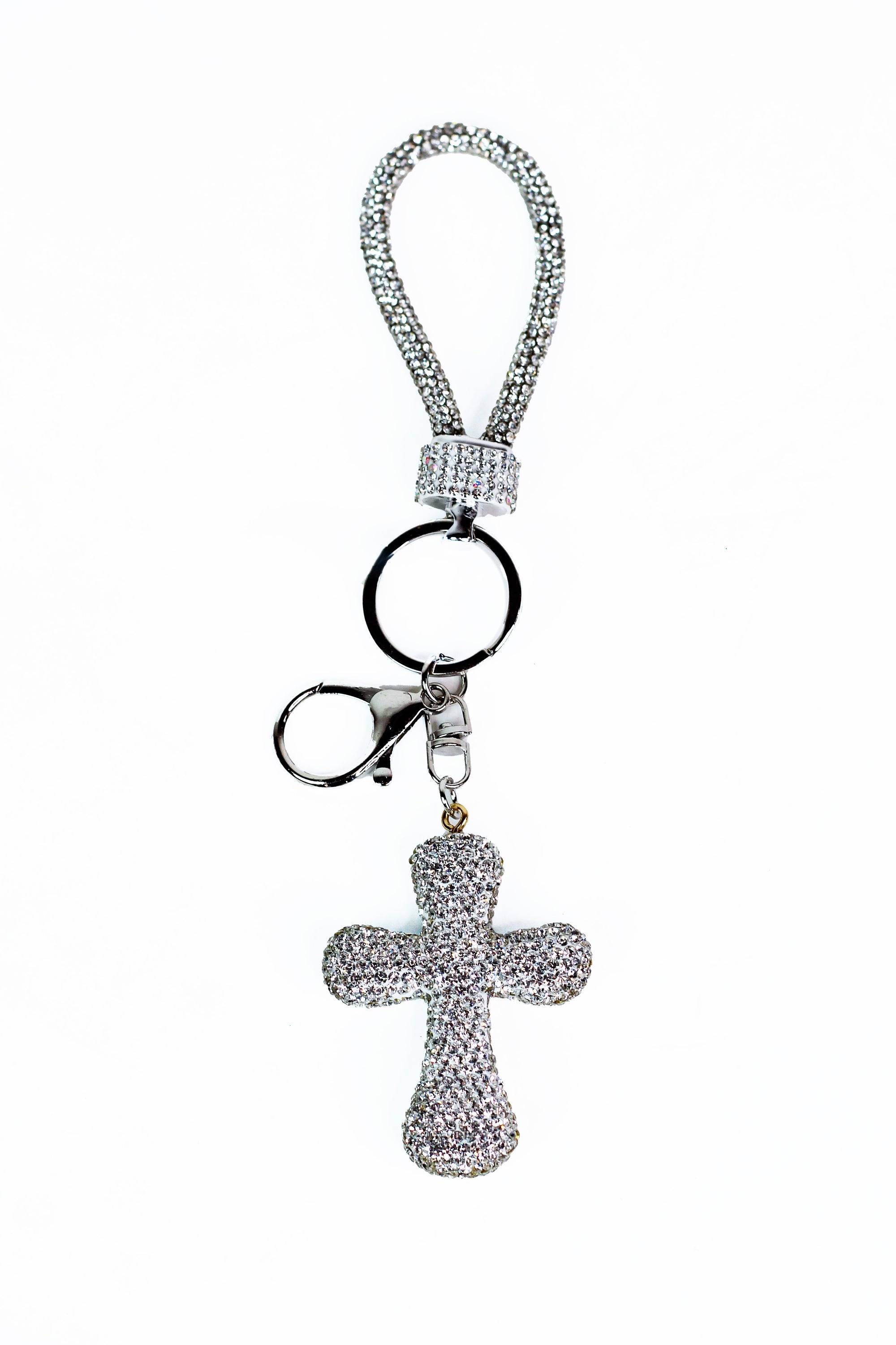 Rhinestone Cross Keychain