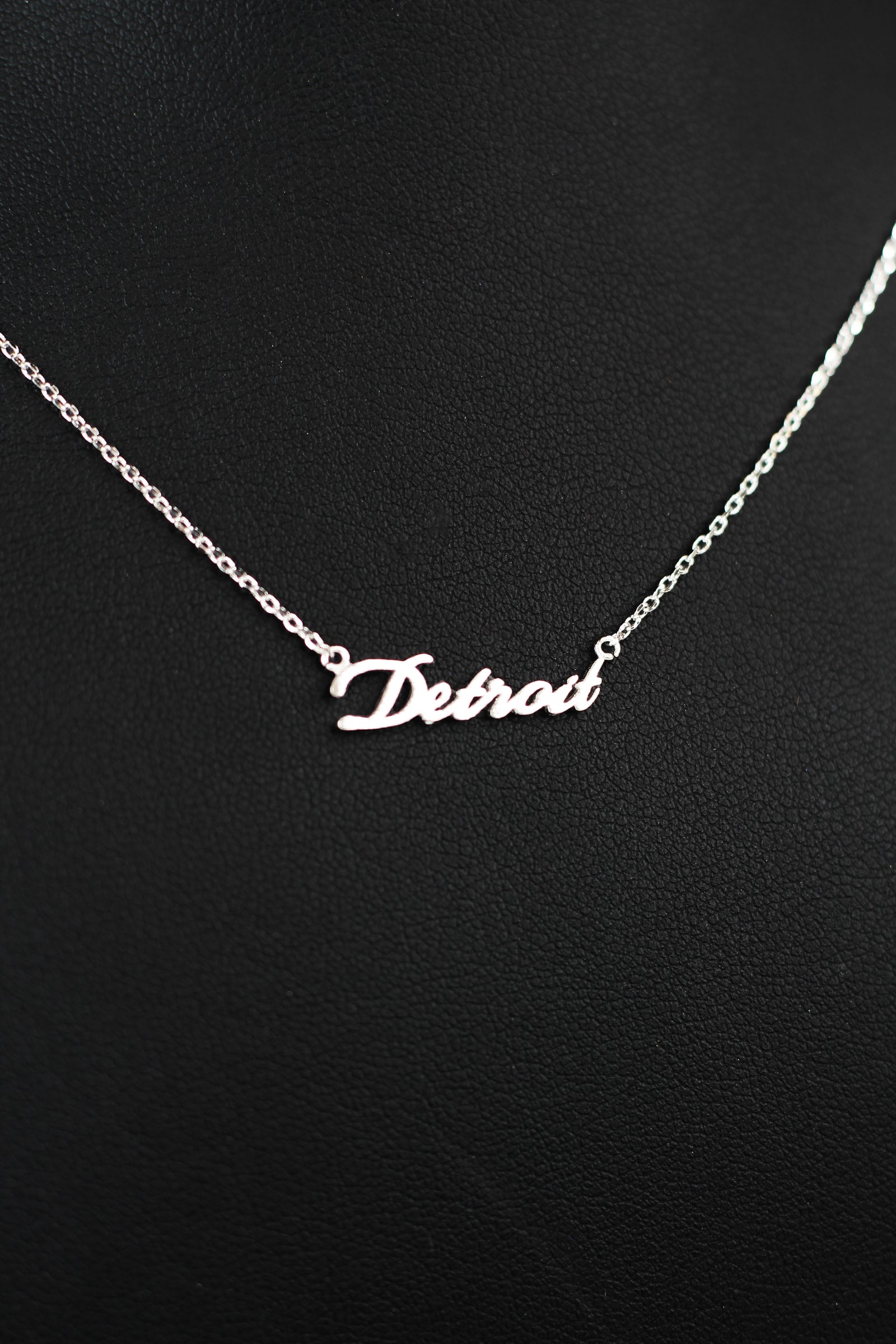Detroit Script Dainty Chain Necklace