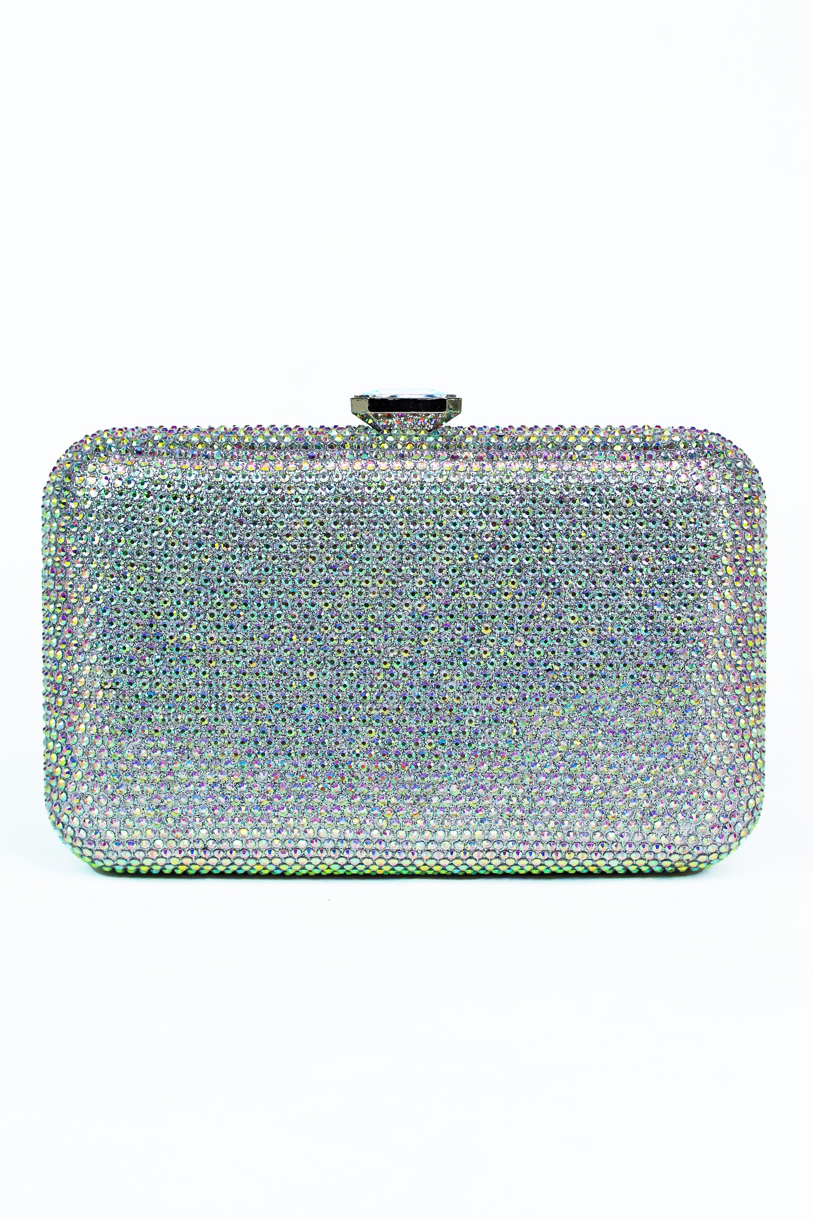 Hard All Over Rhinestone Clutch w/ Large Gem Snap