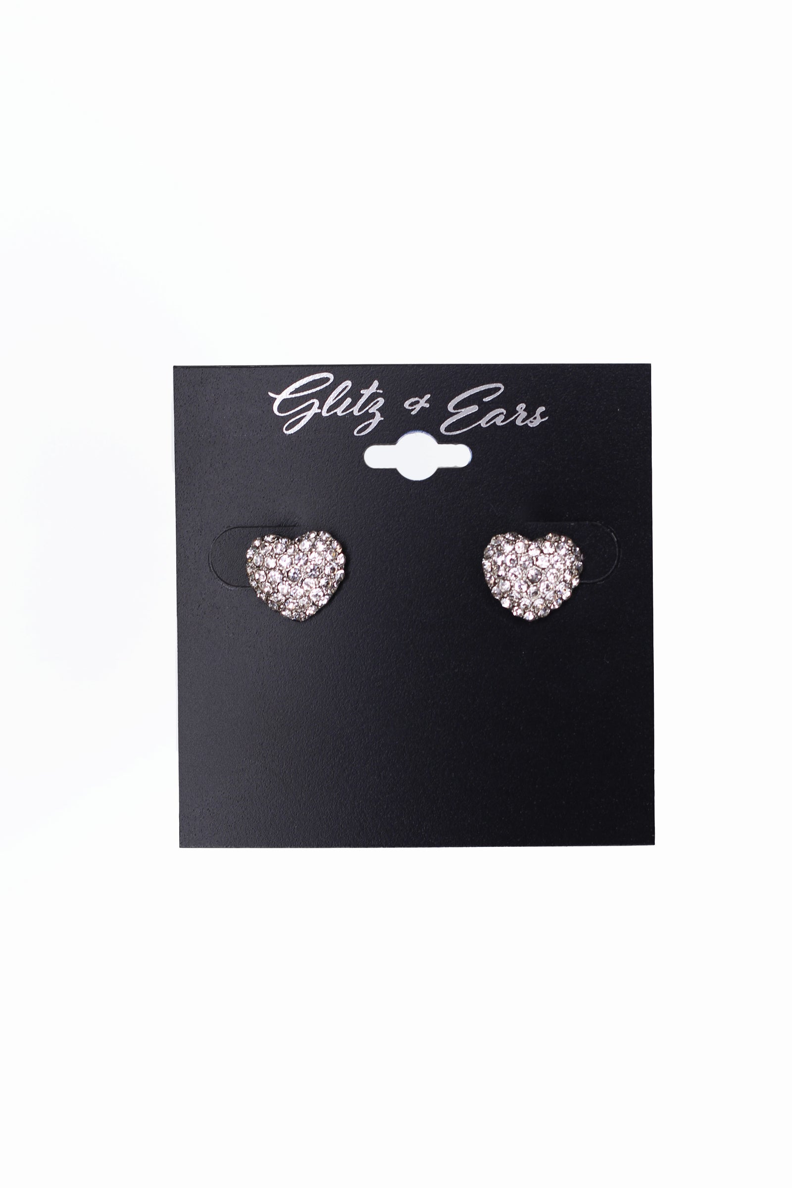 Medium Pave Heart Stud Earrings
