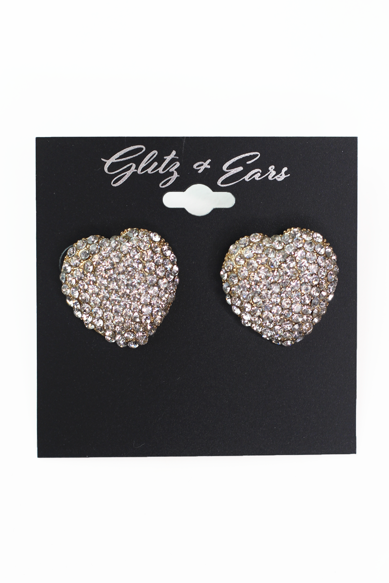 Large Rhinestone Filled Heart Stud