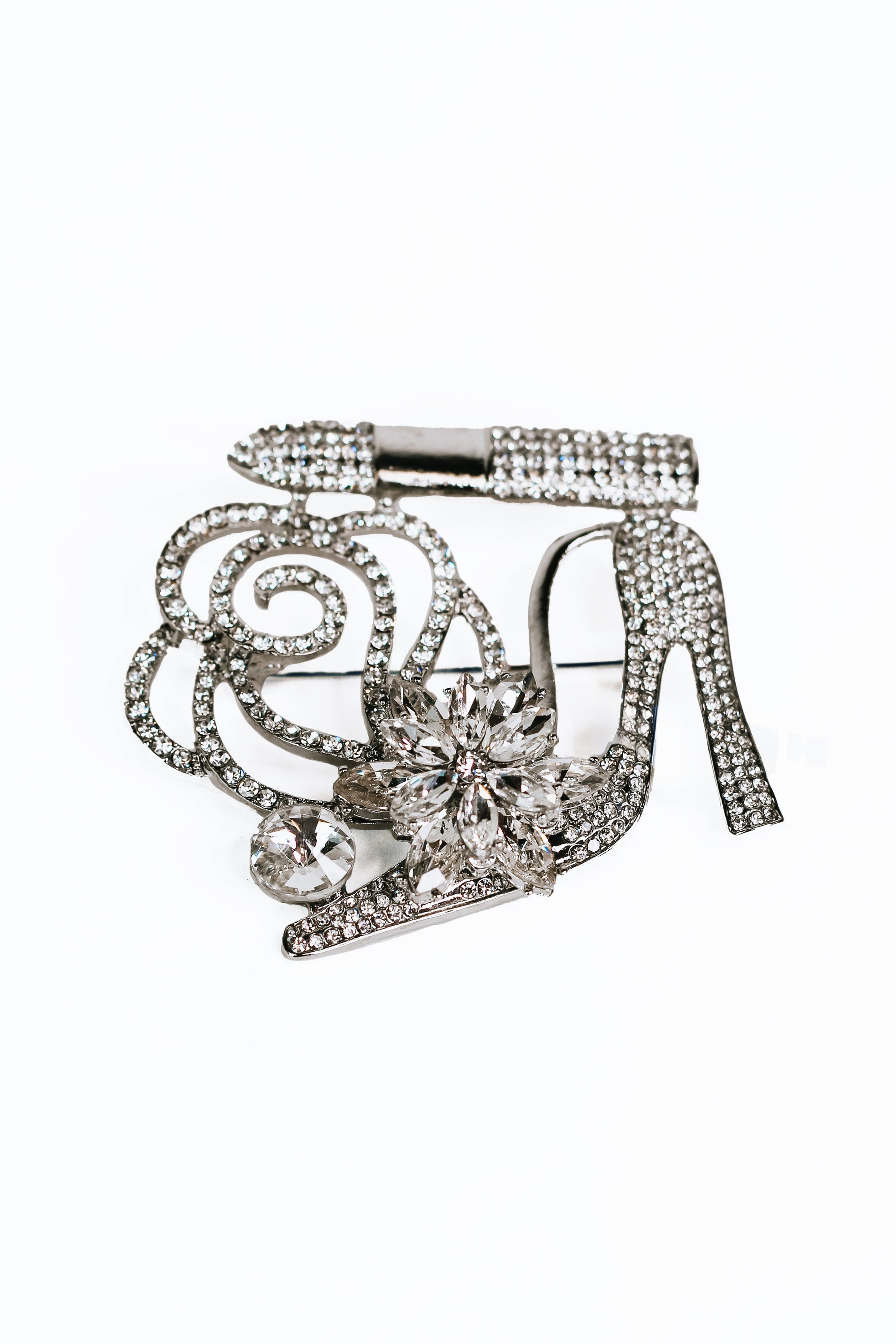 Rhinestone High Heel & Lipstick Brooch