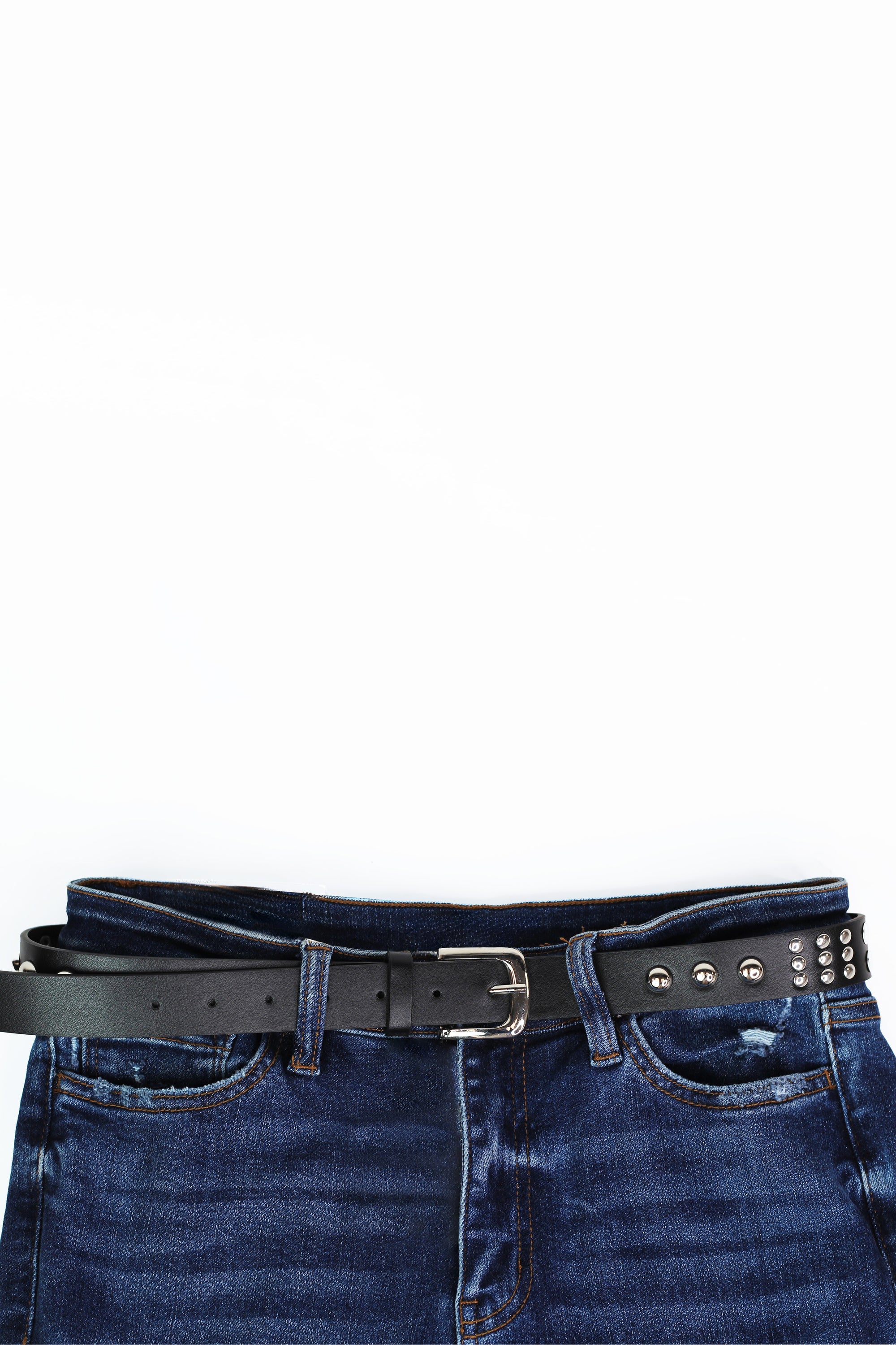 Faux Leather Belt w/ Stud Accents