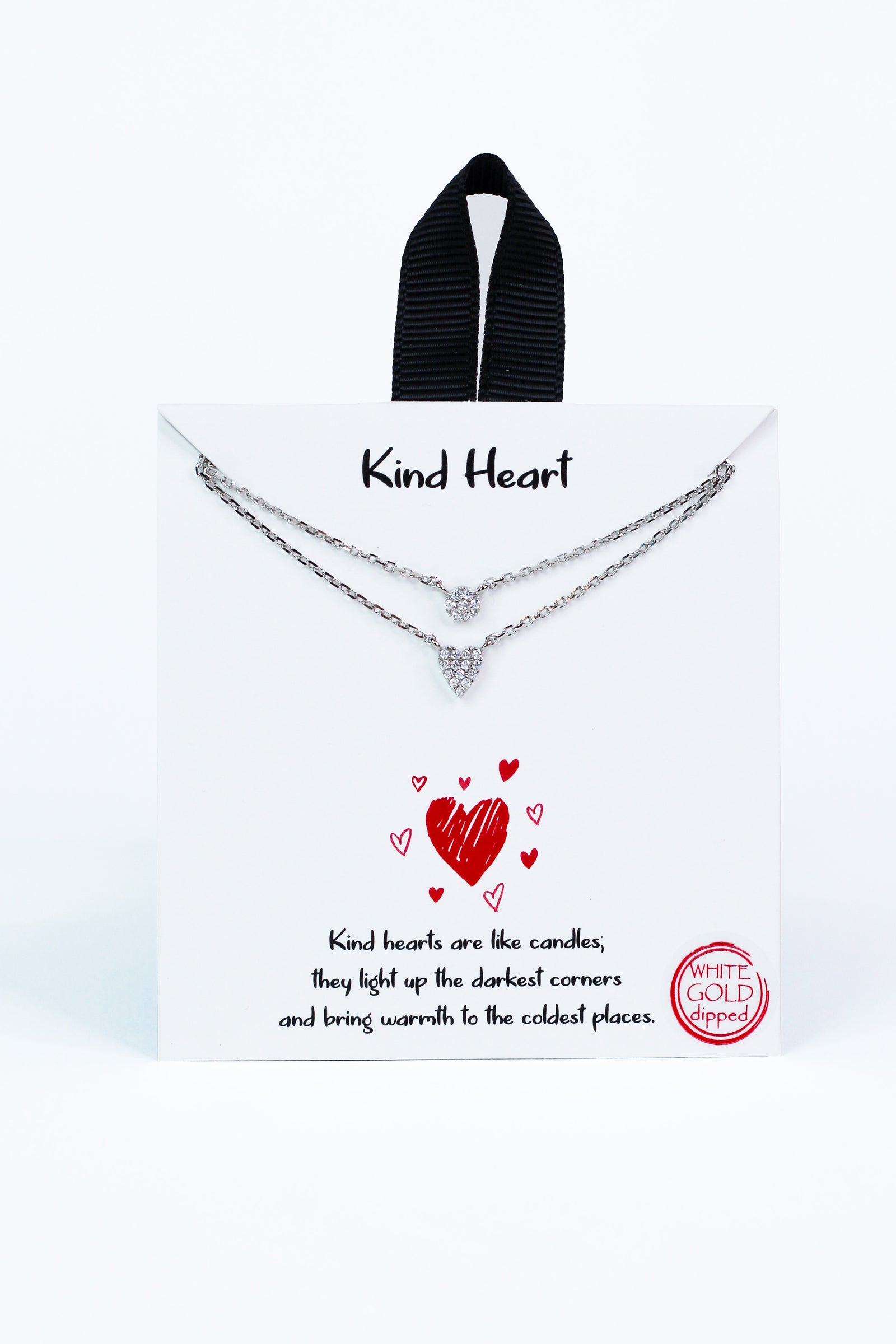 Double Chain Dainty Heart & Circle Necklace