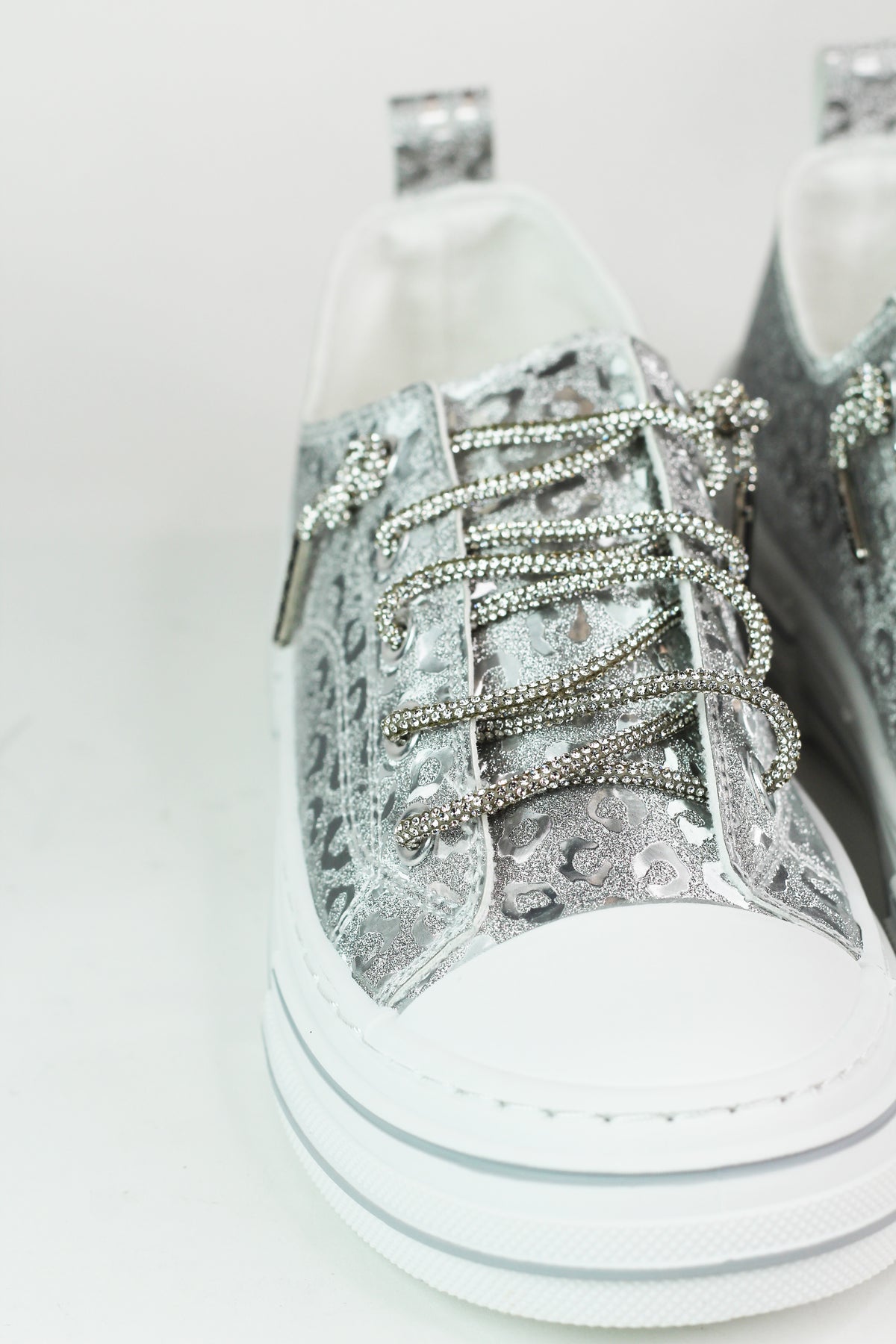 Silver Leopard Shine Sneaker Shoe