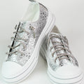 Silver Leopard Shine Sneaker Shoe