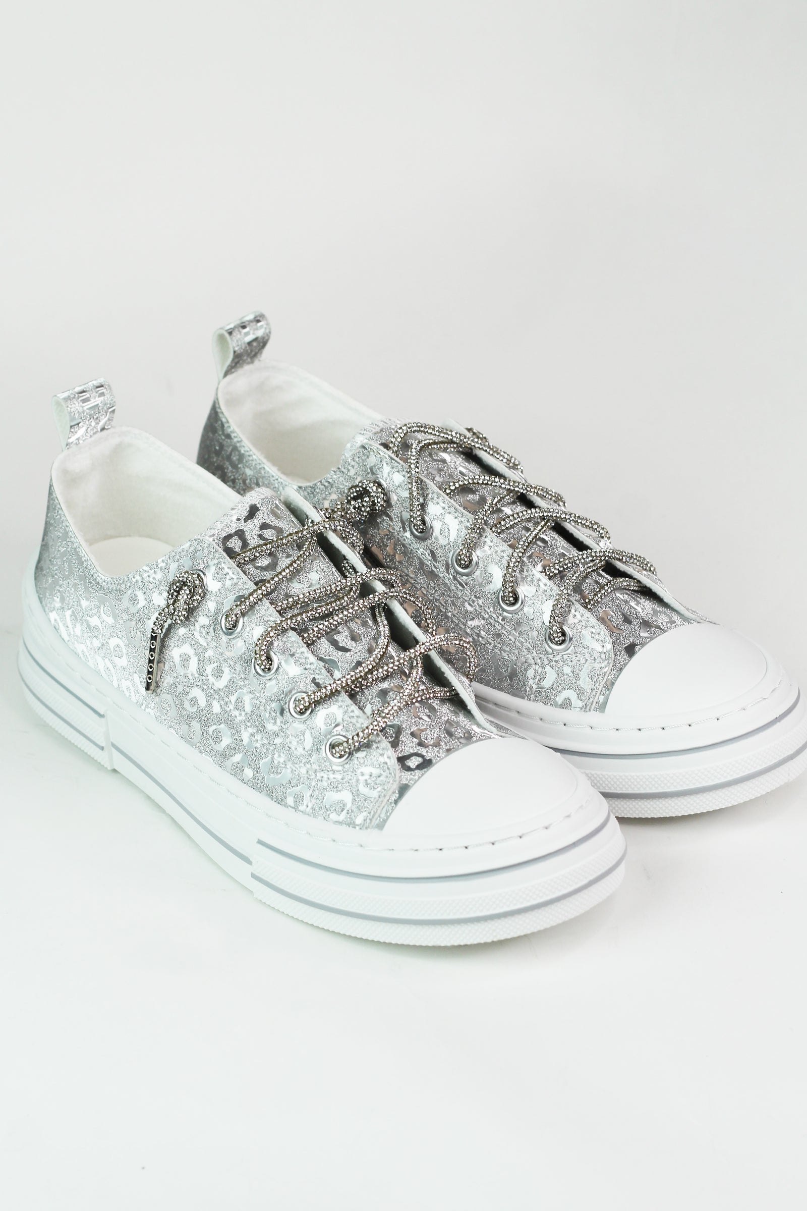 Silver Leopard Shine Sneaker Shoe