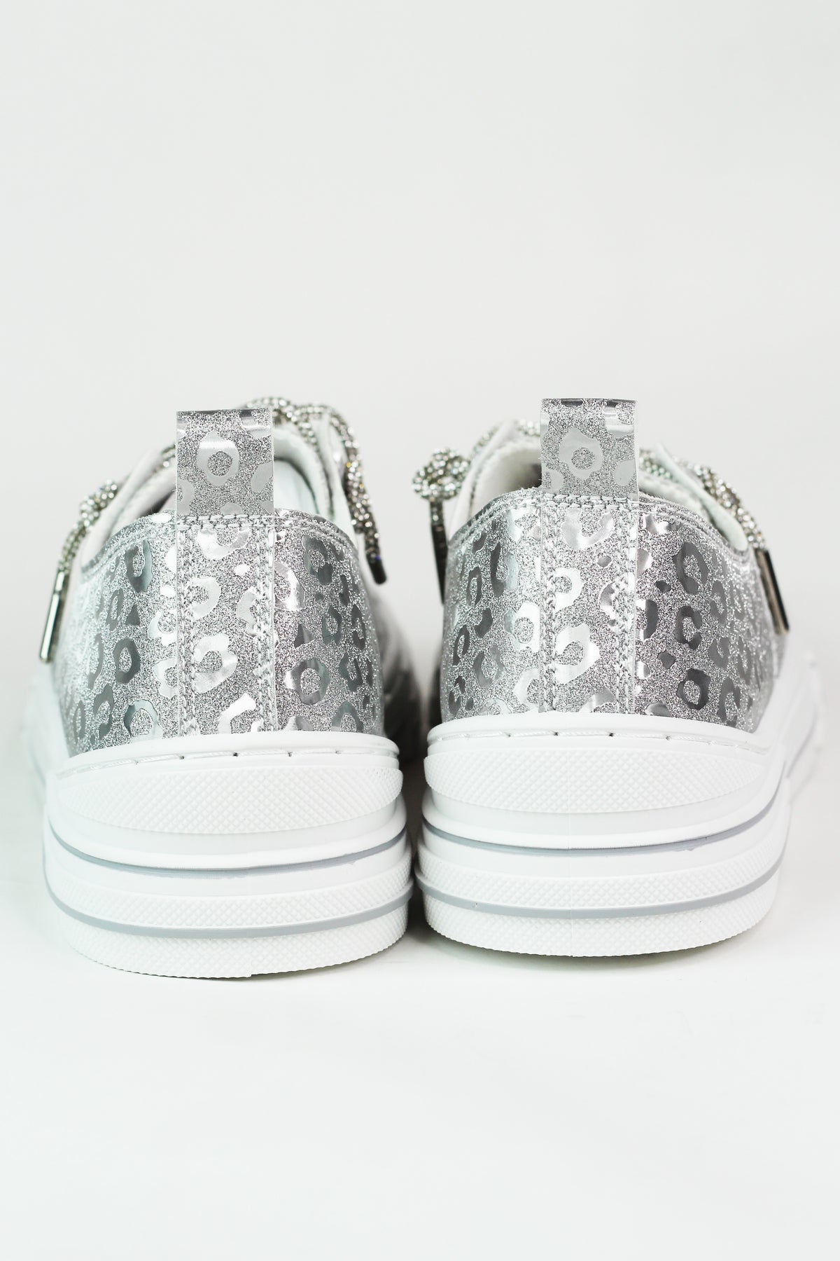 Silver Leopard Shine Sneaker Shoe