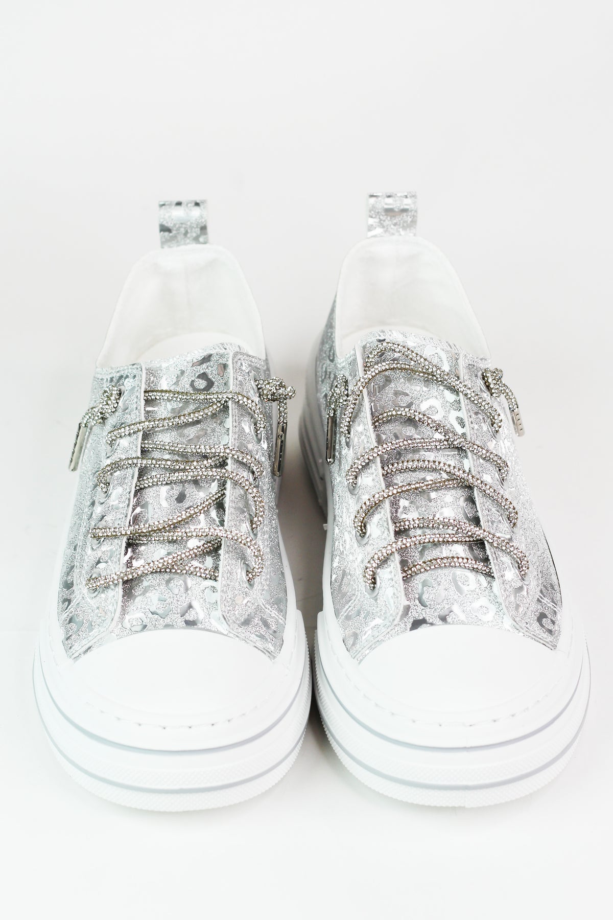 Silver Leopard Shine Sneaker Shoe