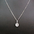 Silver Beaded Necklace w/ Circular Center Stone