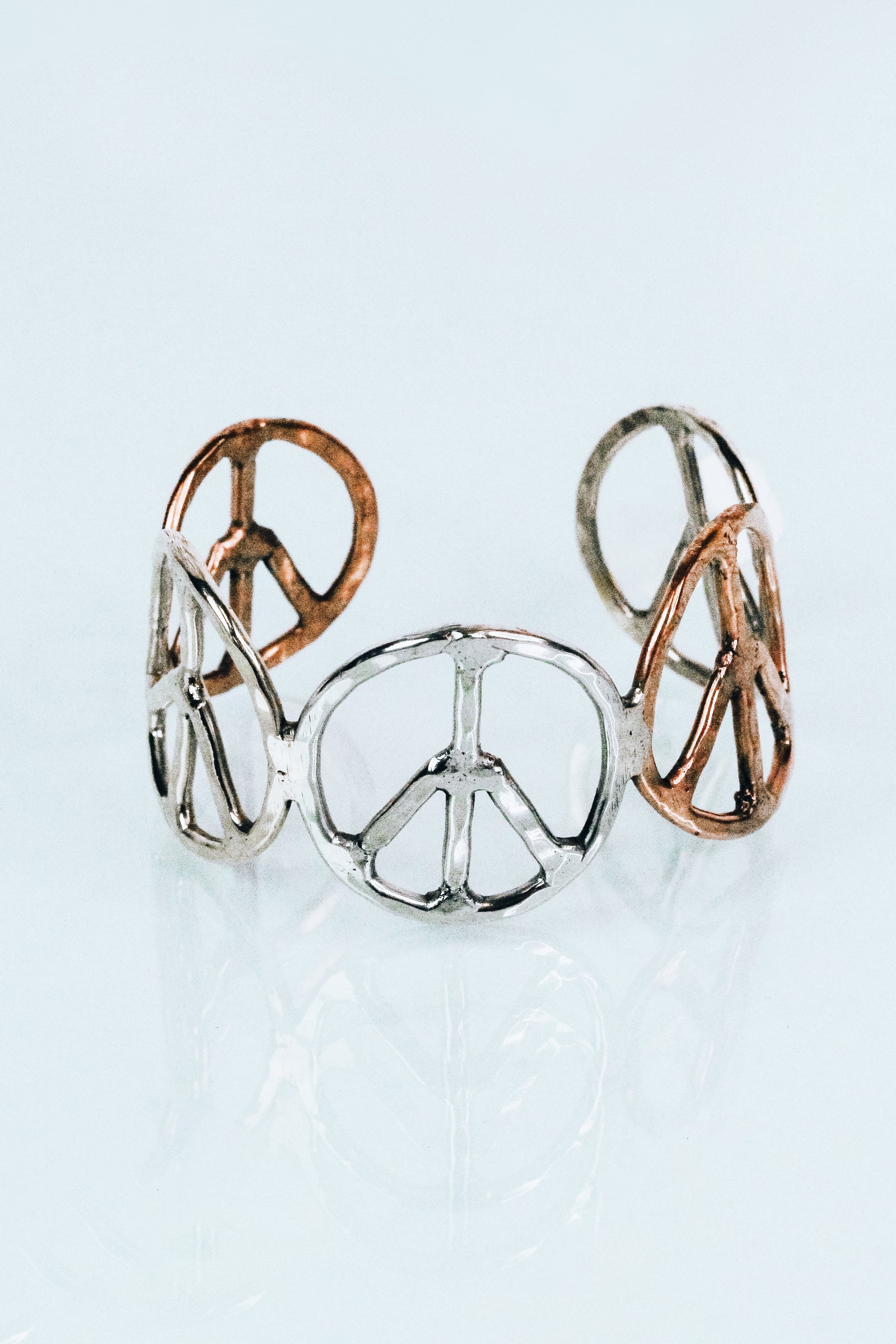 Peace Symbol Metal Cuff Bracelet