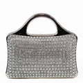 Multi Size Rhinestone Front Clutch w/ Curved Handle