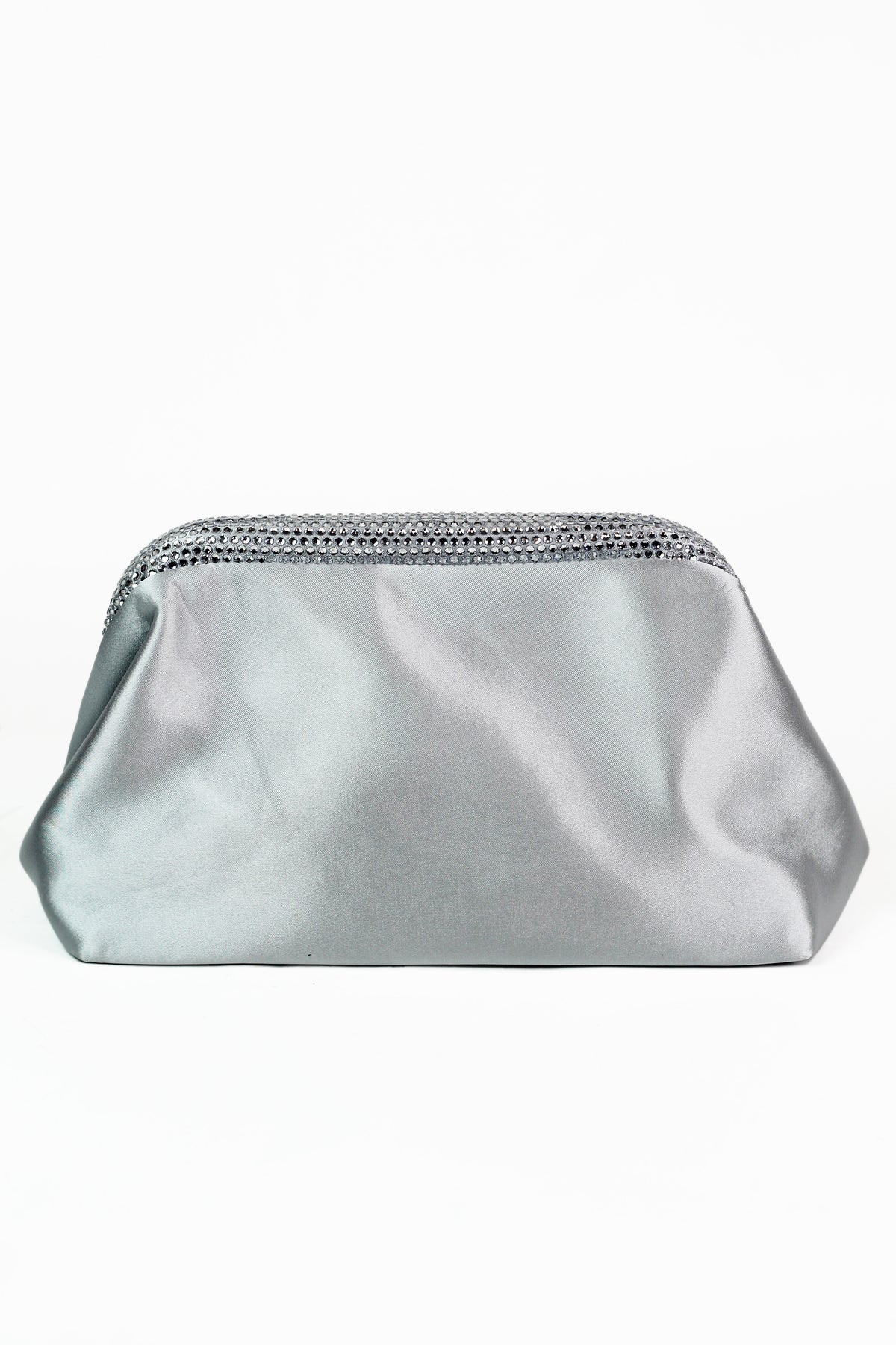 Satin Clutch W/ Rhinestone Edging