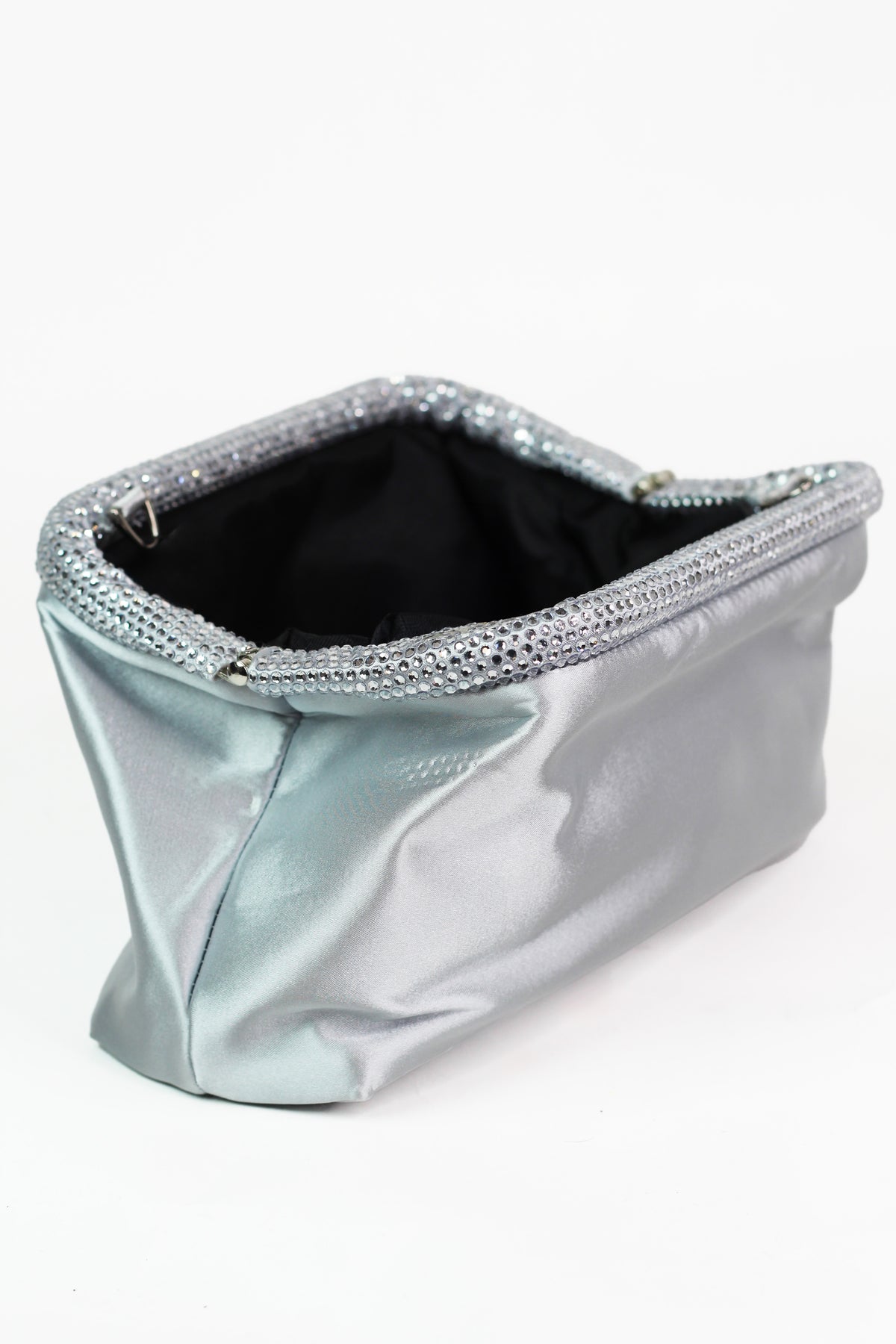 Satin Clutch W/ Rhinestone Edging