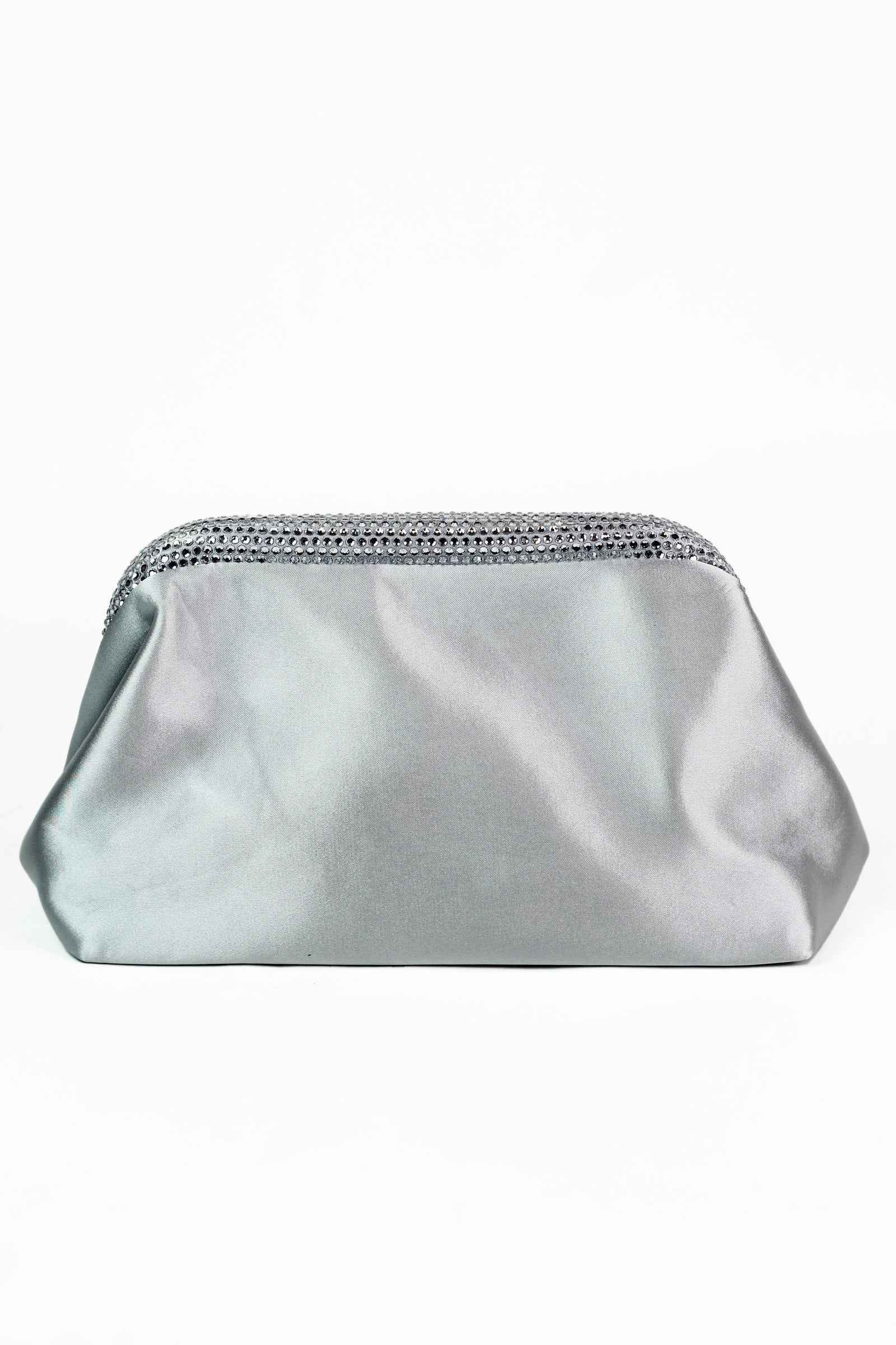 Satin Clutch W/ Rhinestone Edging