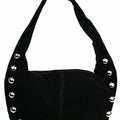 Faux Suede Shoulder Bag w/ Stud Accents