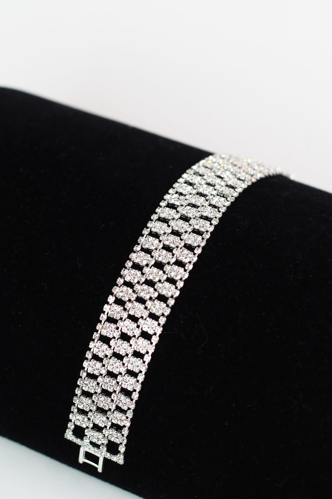 Small Rhinestone Point Design Wide Tennis Bracelet