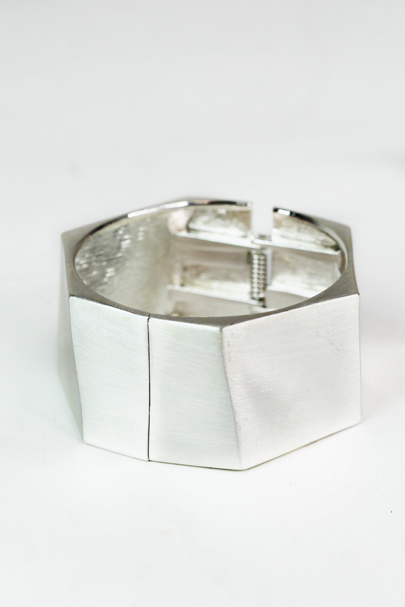 Thick Matte Metal Hexagon Bangle