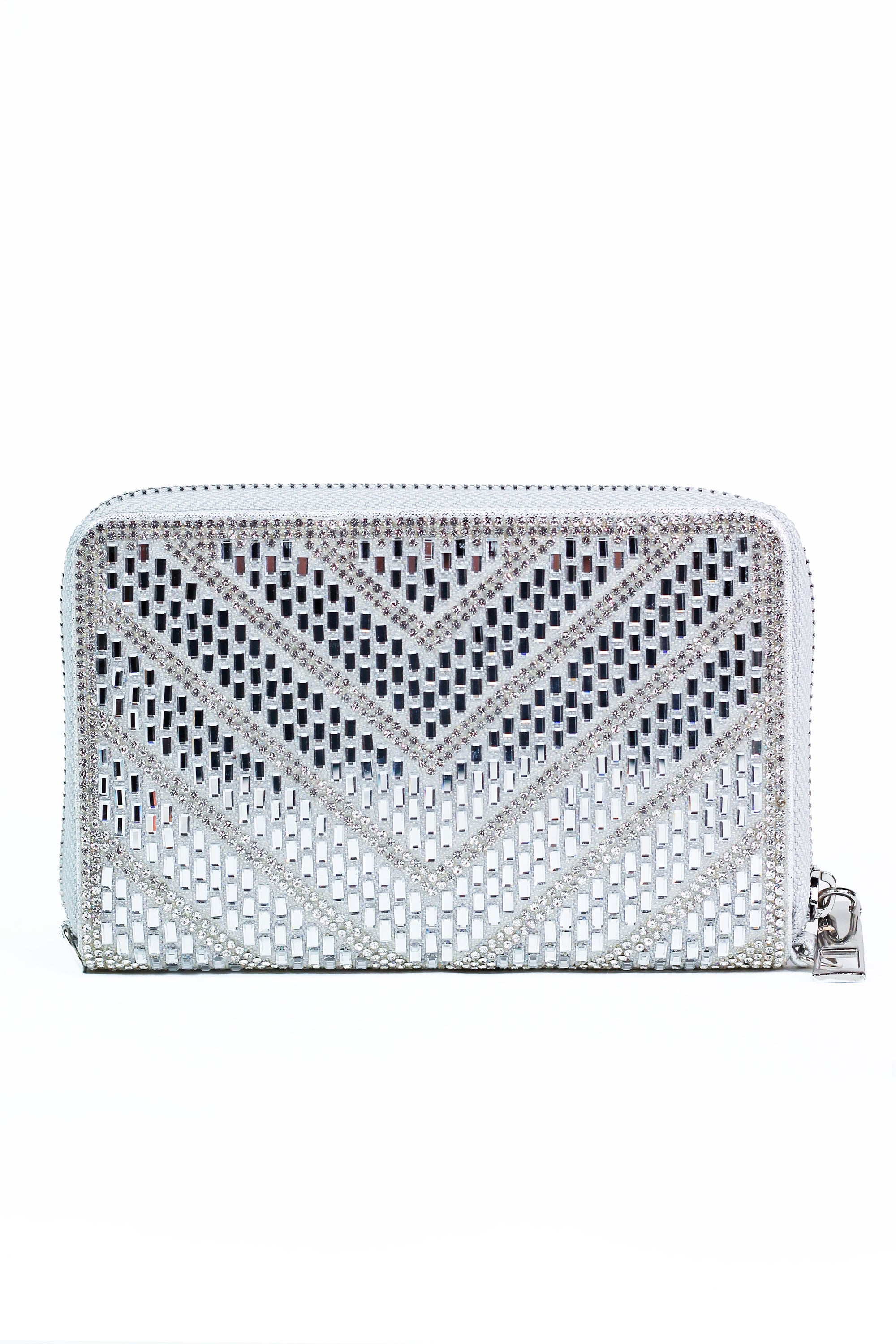 Baguette & Rhinestone Zip Around Wallet