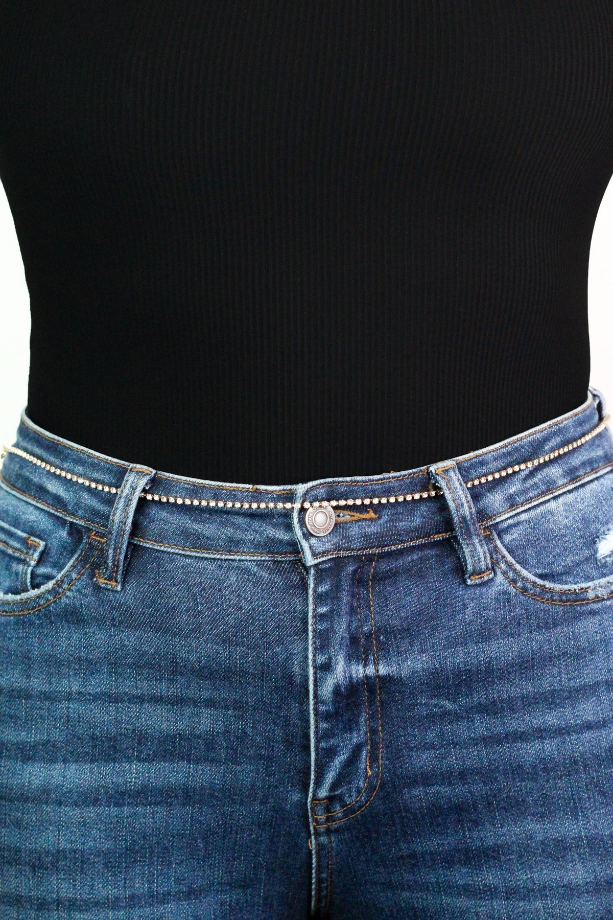 Rhinestone Single Row Chain Belt