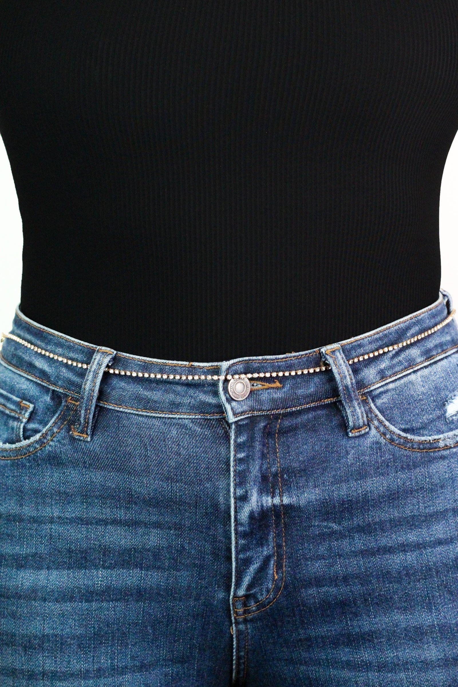 Rhinestone Single Row Chain Belt