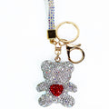 Bear w/ Heart Rhinestone Keychain