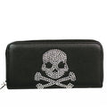 Rhinestone Skull & Crossbones Zippered Wallet