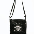 Messenger Bag w/ Rhinestone Skull & Crossbones and Stud Accents