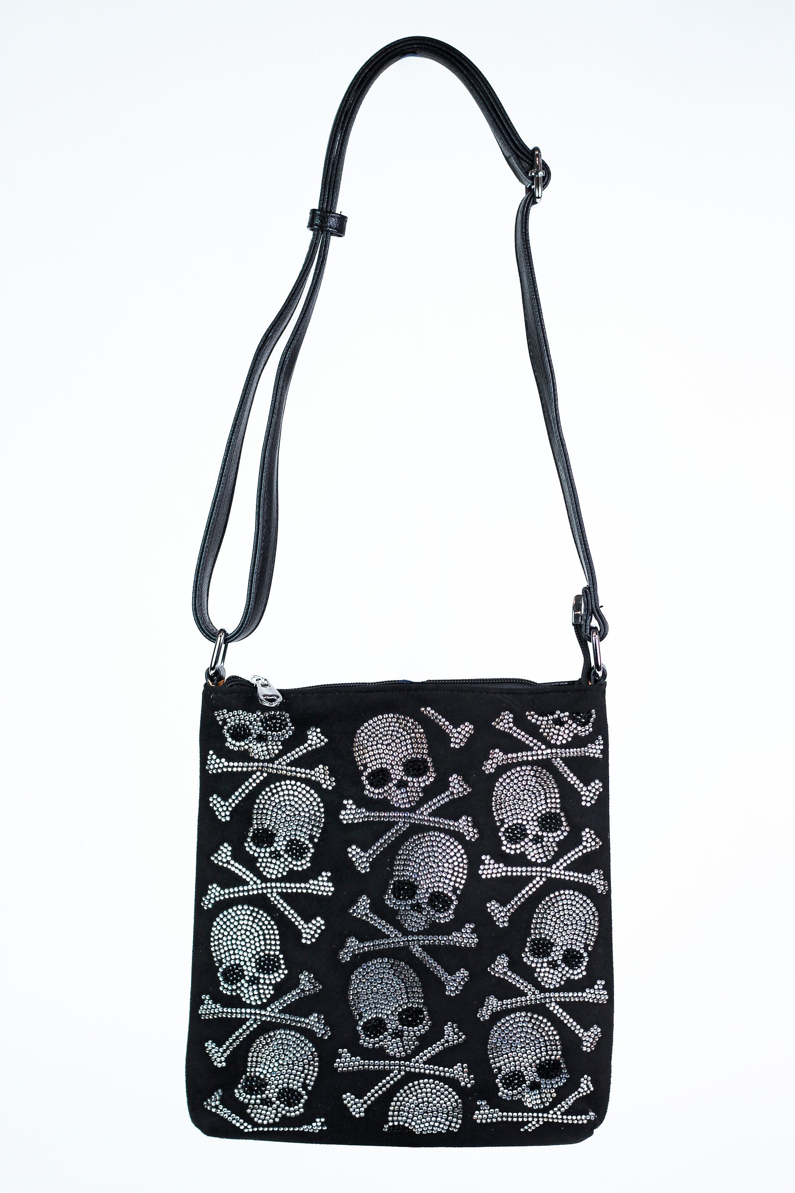 Rninestone Skull & Crossbones Messenger Bag