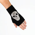 Rhinestone Skull Fingerless Gloves