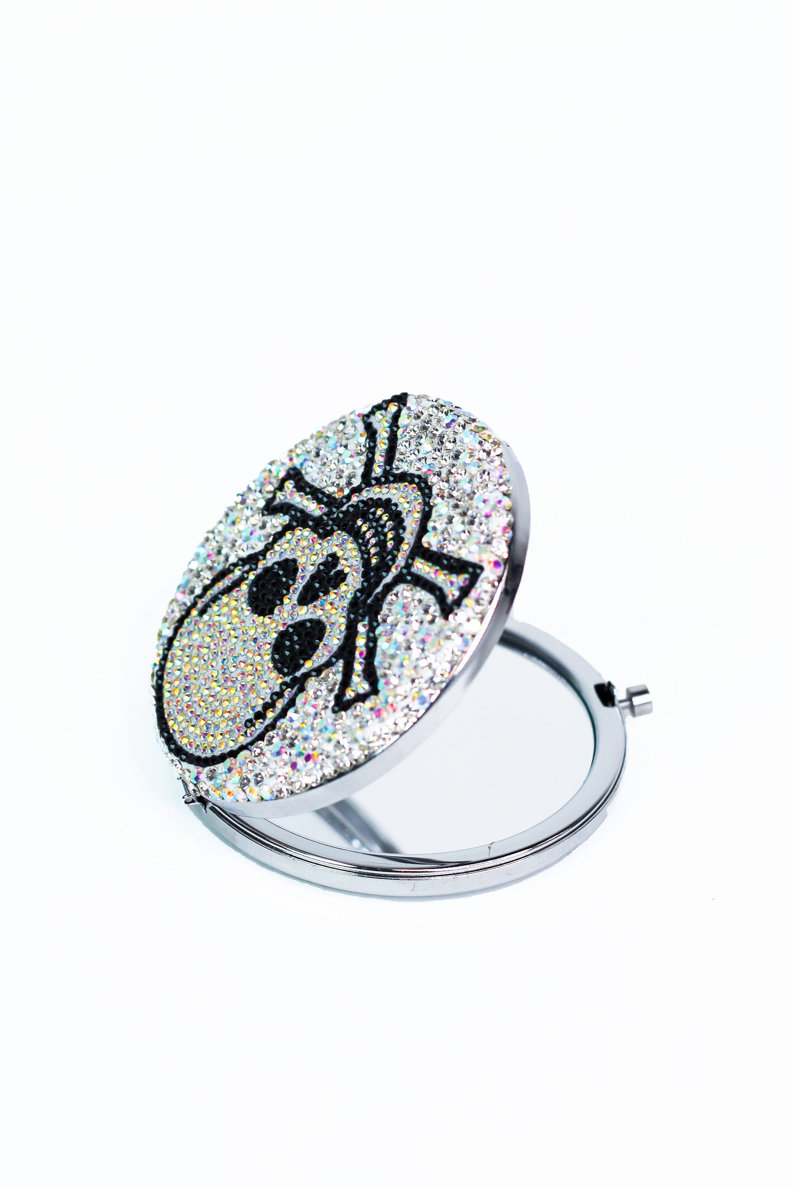 Two Tone Skull & Crossbone All Rhinestone Compact Mirror