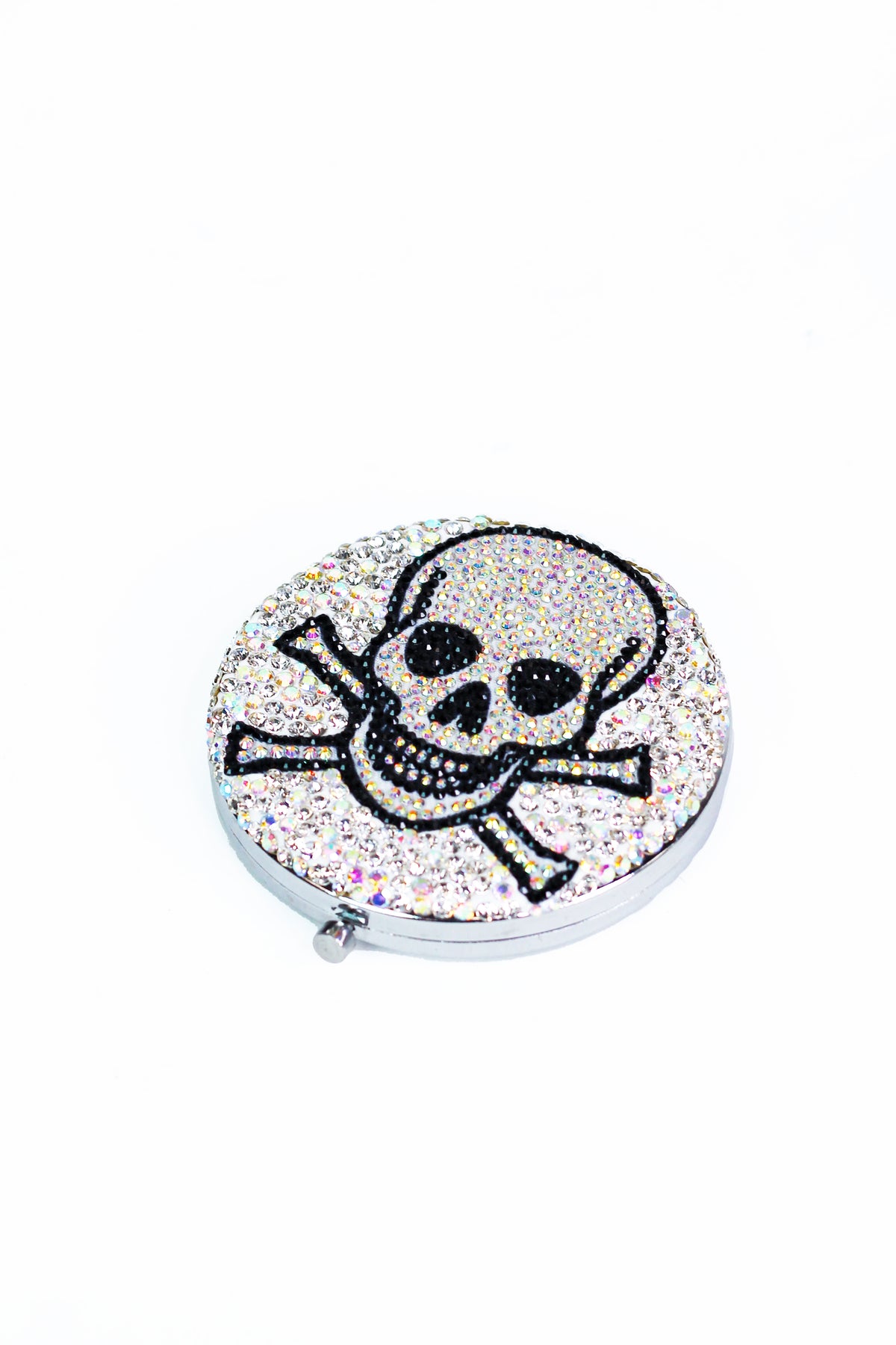 Two Tone Skull & Crossbone All Rhinestone Compact Mirror
