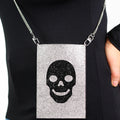 Rhinestone Front Skull Face Crossbody Pouch