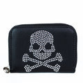 Rhinestone Skull & Crossbones Small Zip Around Wallet