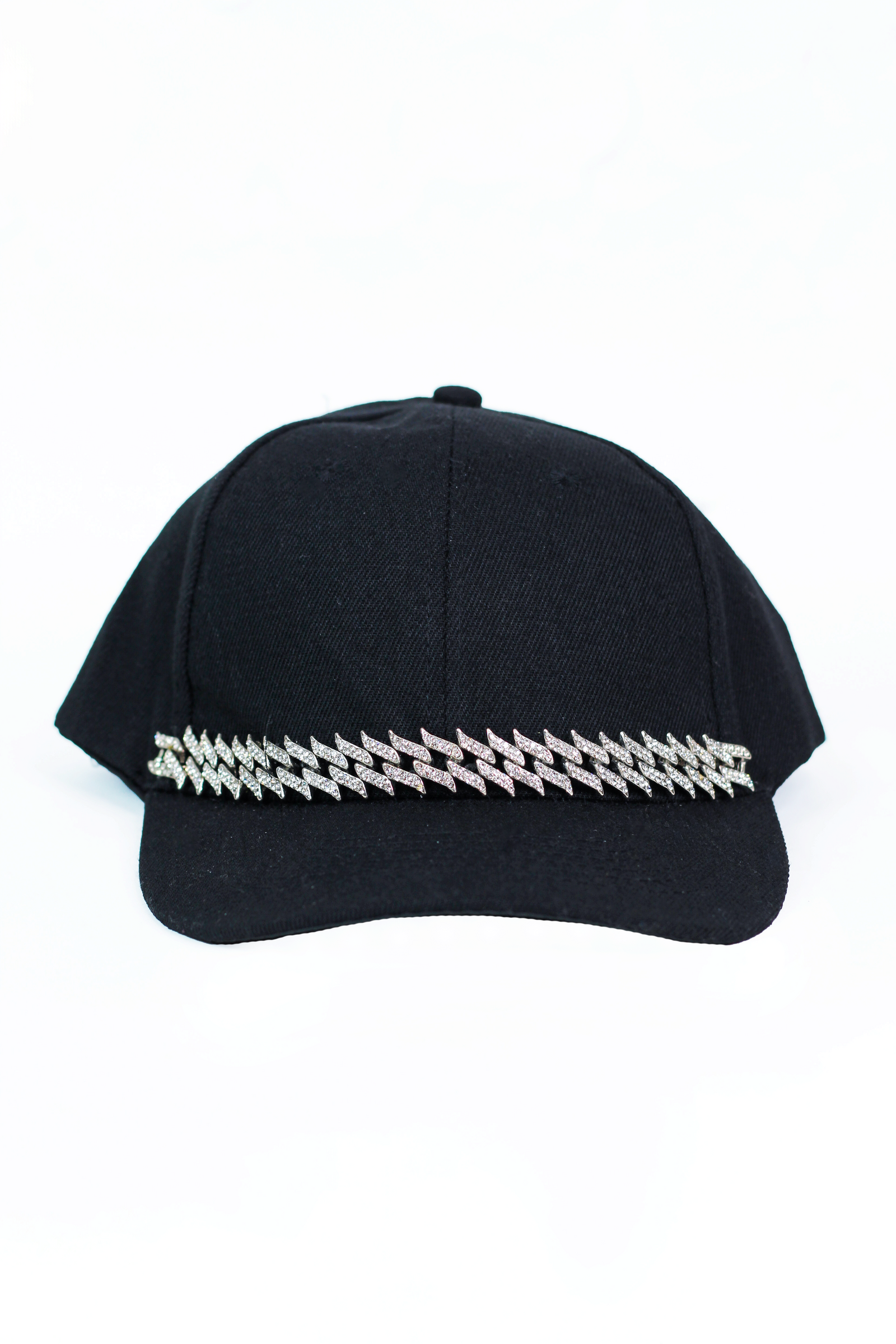 Two Row Slanted Rhinestone Bar Baseball Hat