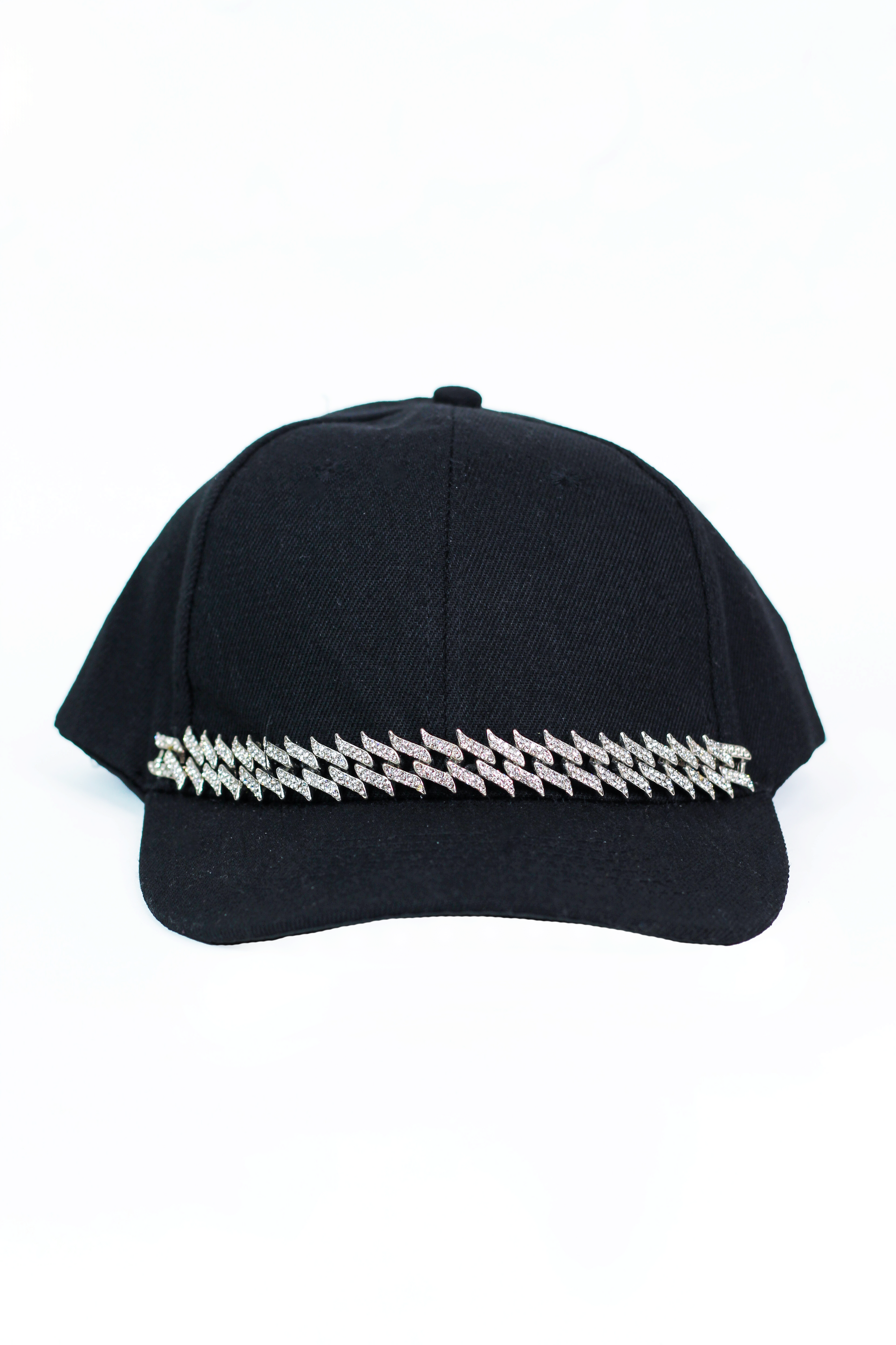 Two Row Slanted Rhinestone Bar Baseball Hat