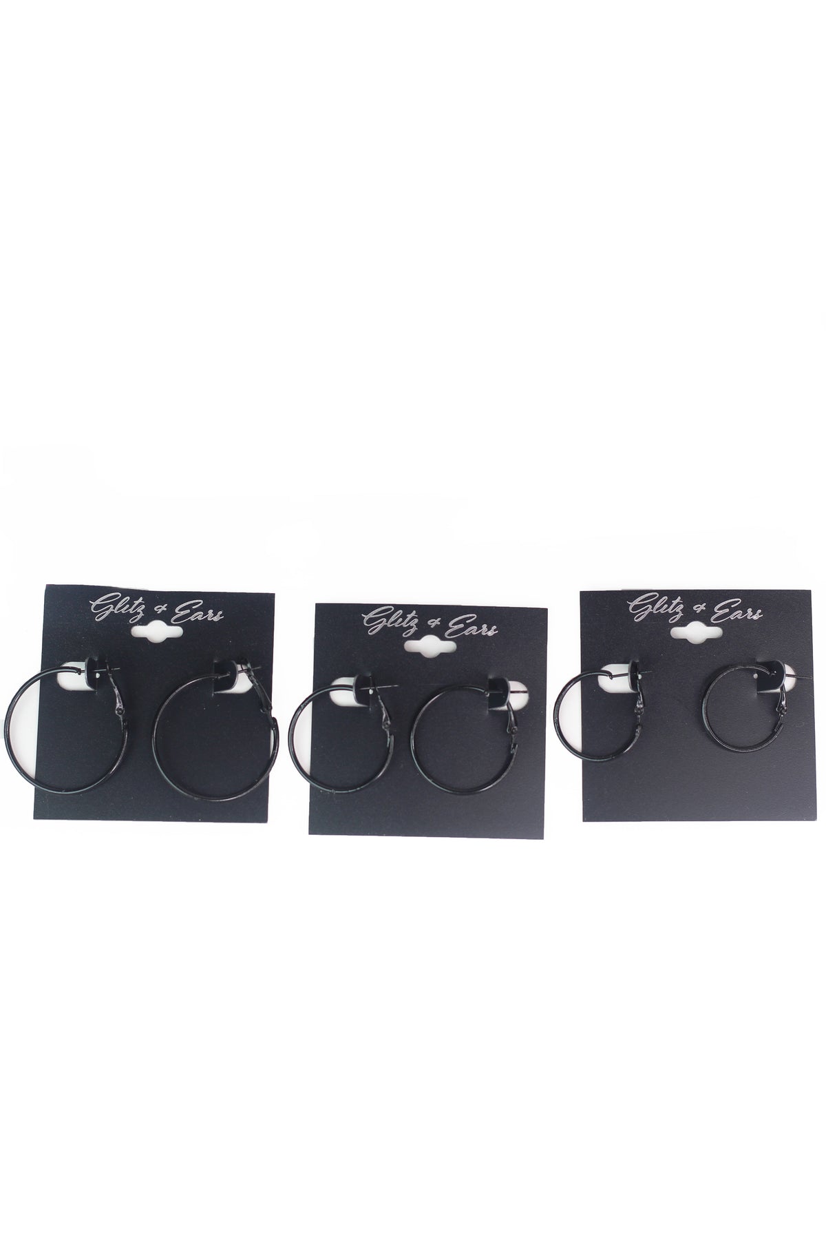 Small Black Lever Back Hoop Earrings