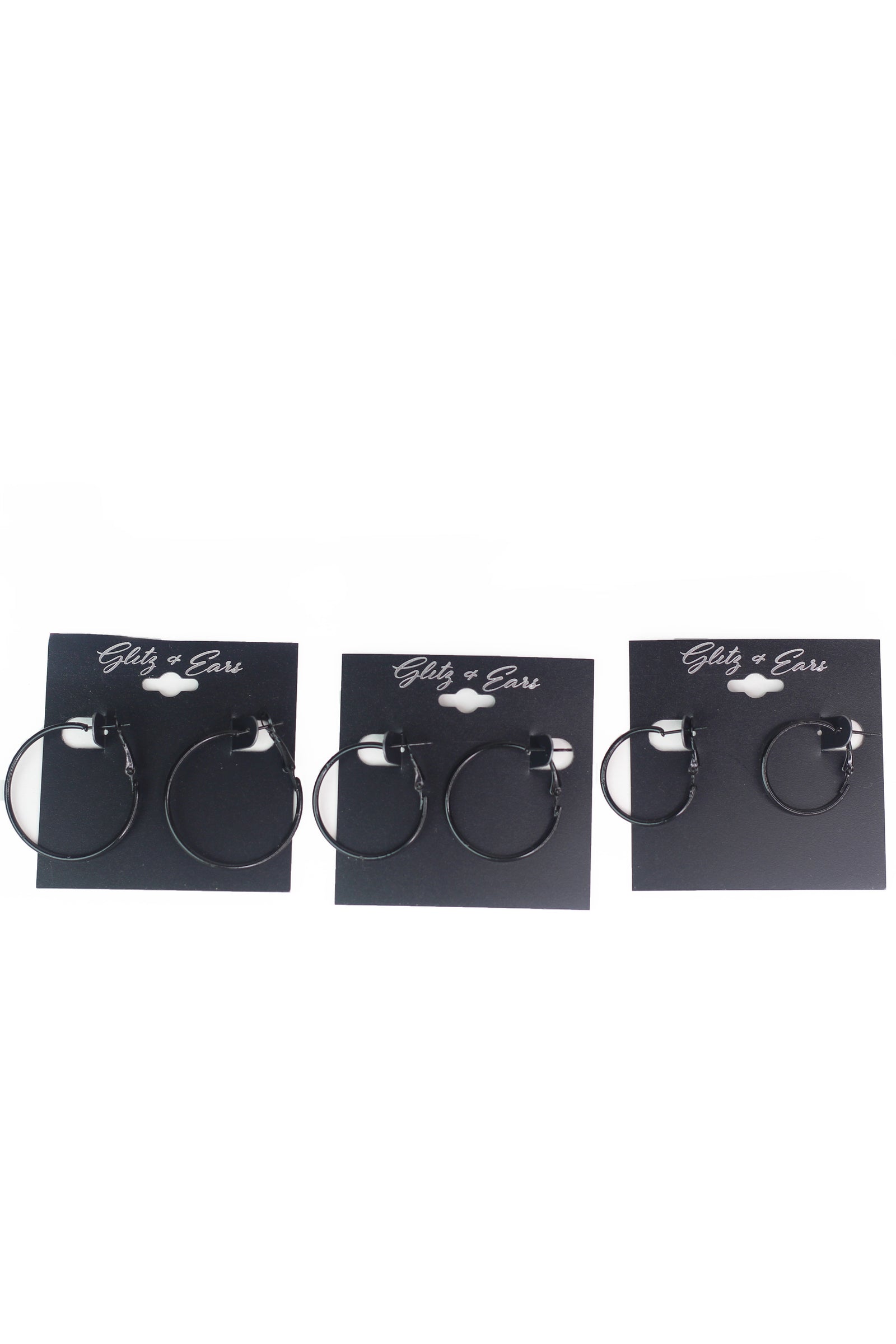 Small Black Lever Back Hoop Earrings