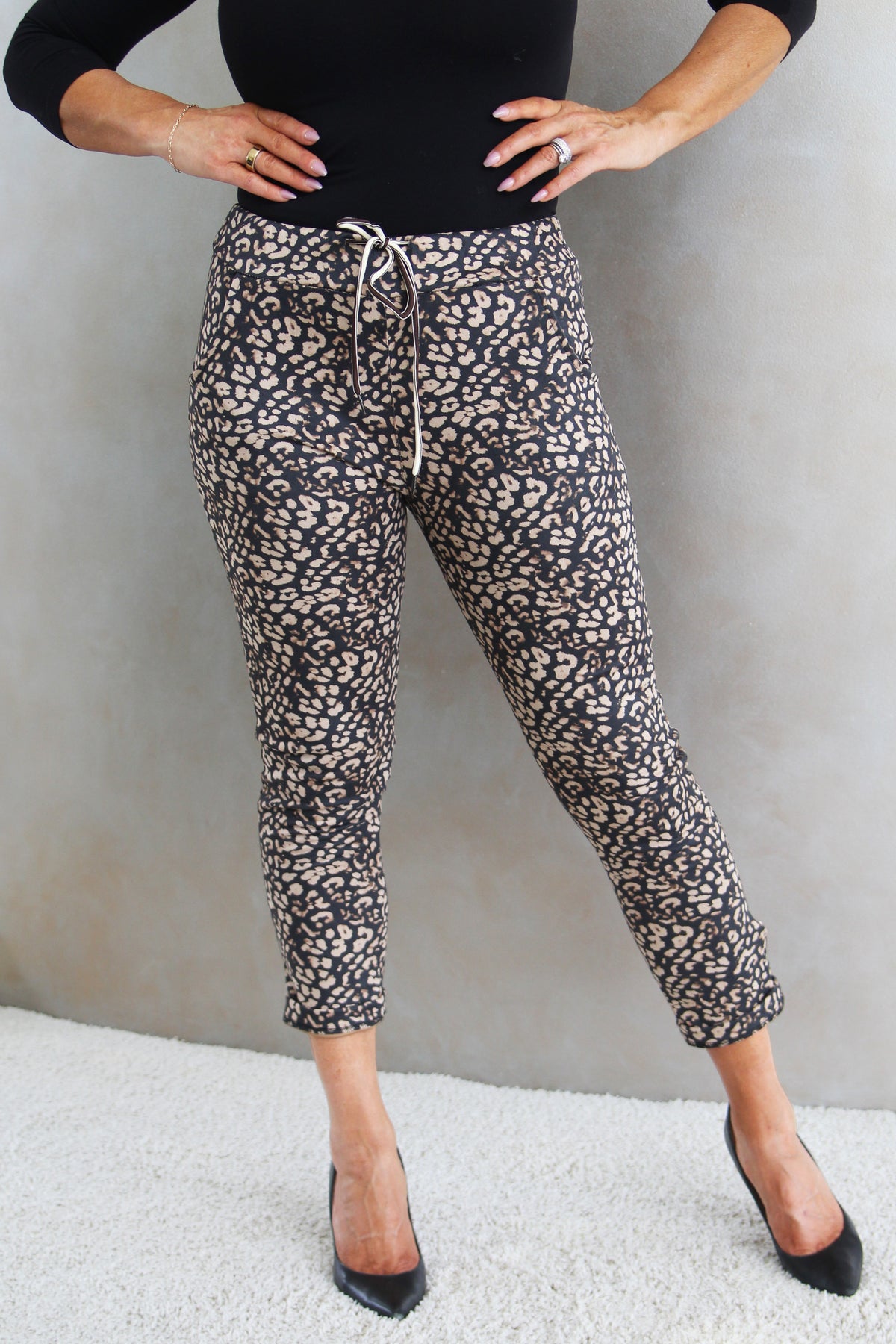 Leopard Print Faux Suede Jogger