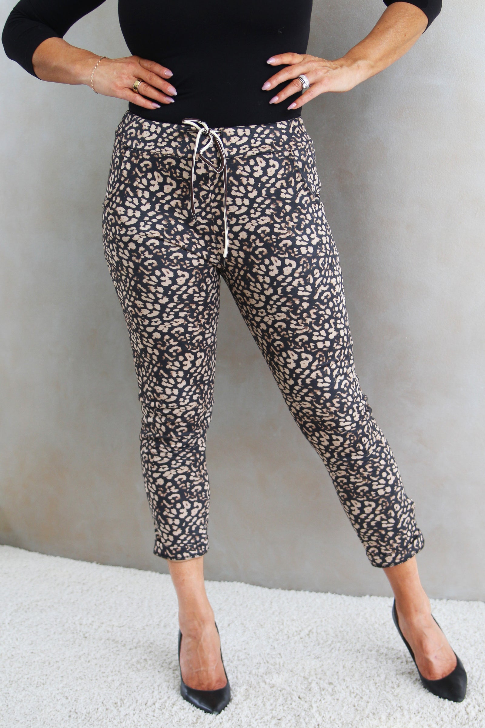 Leopard Print Faux Suede Jogger