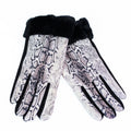 Snakeskin Front Faux Fur Wrist Gloves