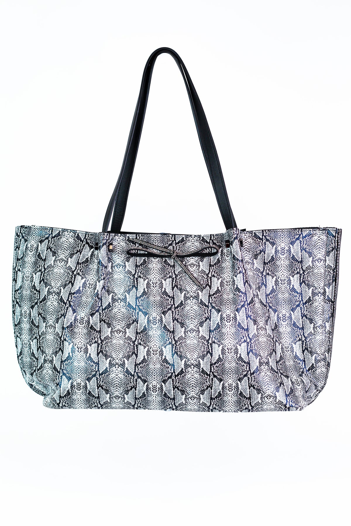 Snakeskin Vinyl Tote w/ Rhinestone Bow &amp; Trim