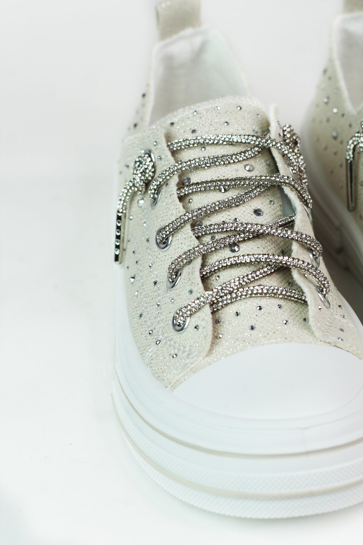 Canvas Rhinestone Sneaker W/ Sequin Laces