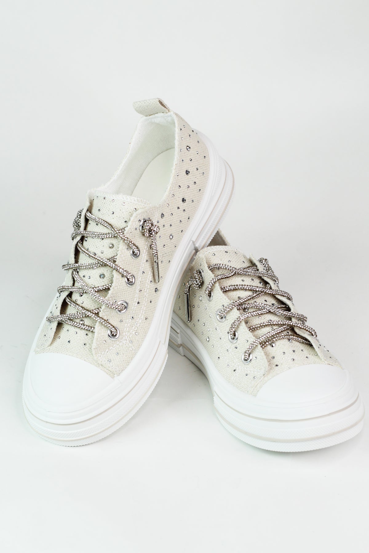 Canvas Rhinestone Sneaker W/ Sequin Laces