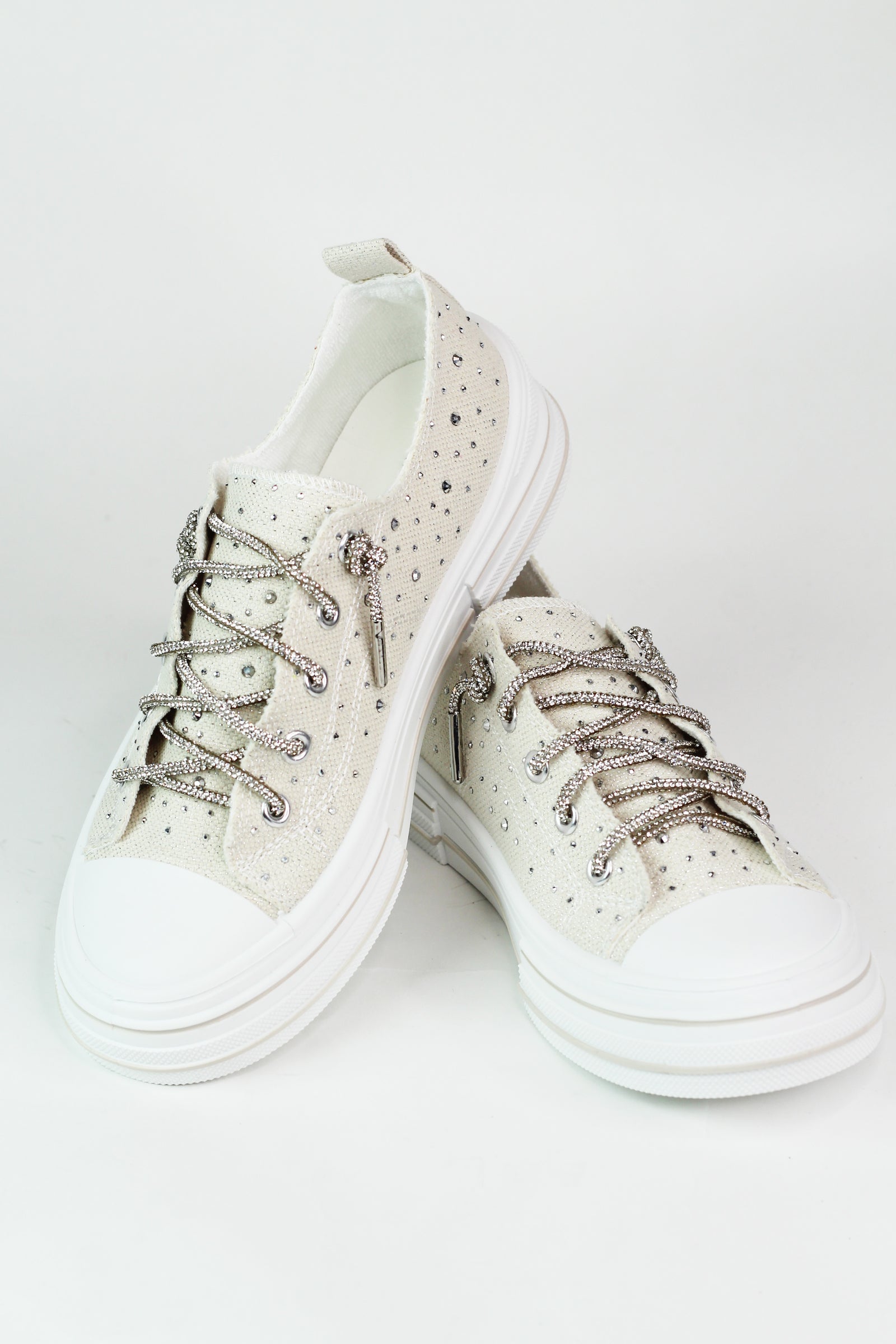 Canvas Rhinestone Sneaker W/ Sequin Laces
