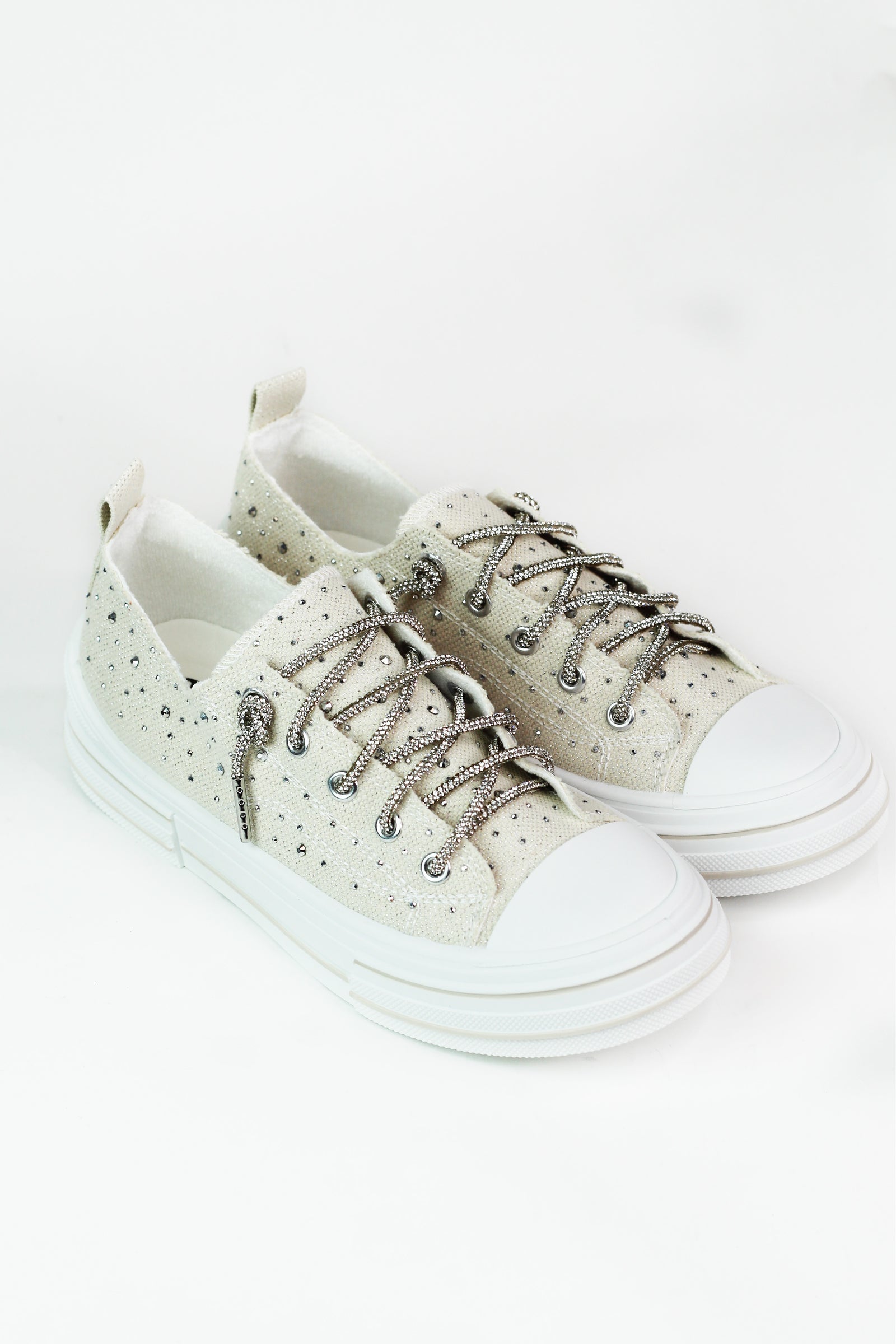 Canvas Rhinestone Sneaker W/ Sequin Laces